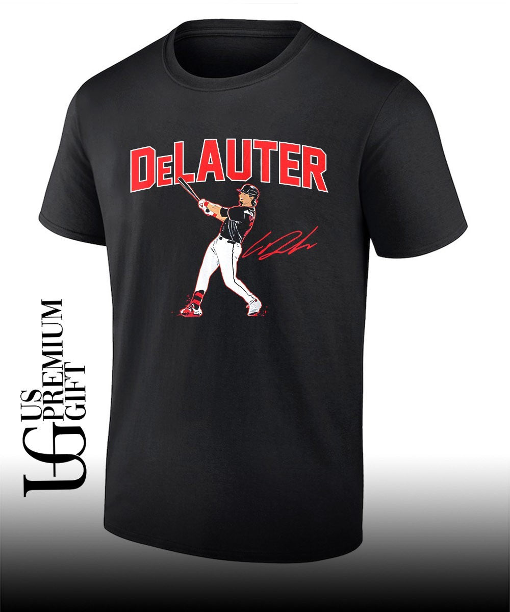 Chase DeLauter Cleveland Guardians baseball slugger swing signature shirt Unisex T-shirt, Sweatshirt, Hoodie, Long Sleeve Tee - T-Shirt, Sweatshirt, Hoodie