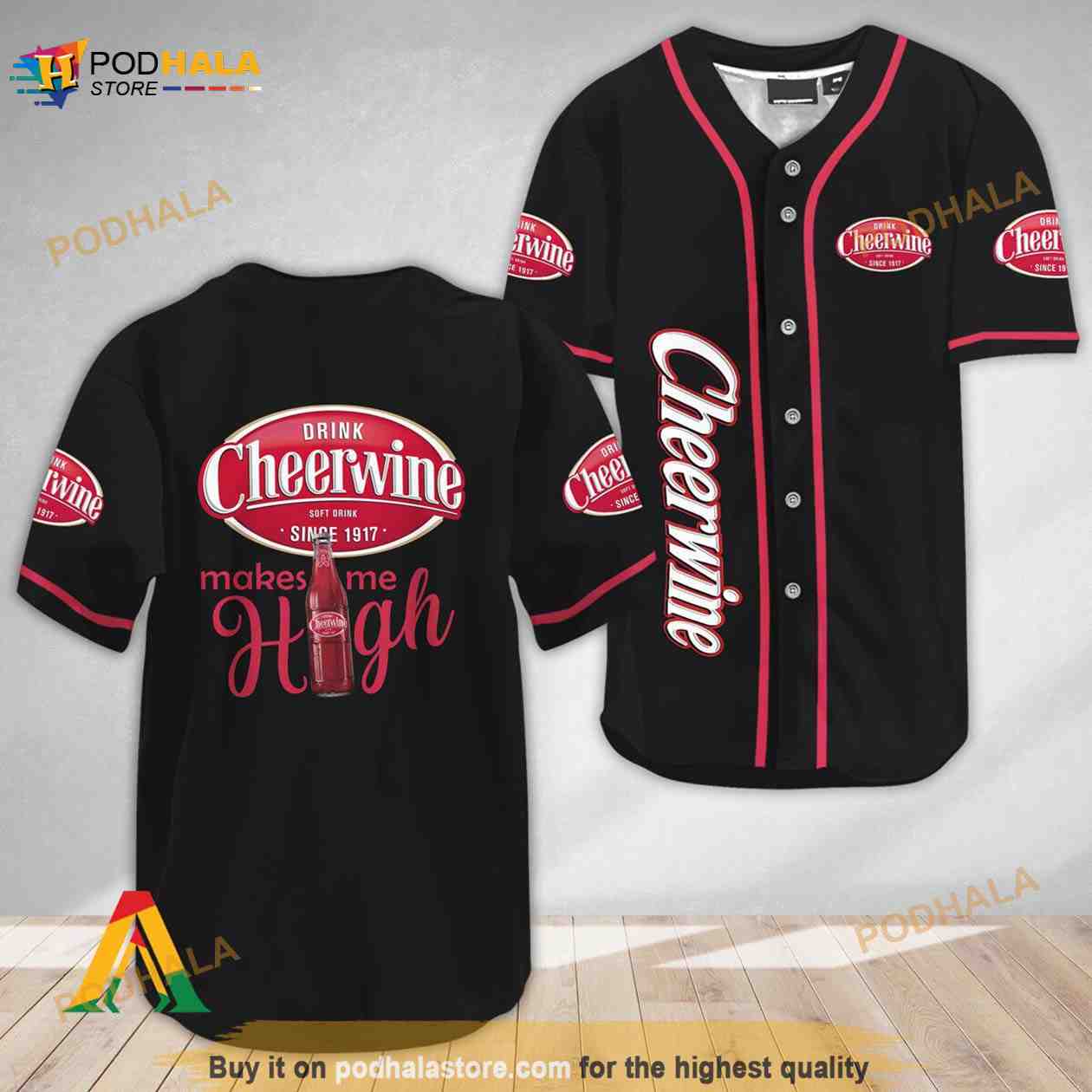 Cheerwine Make Me High 3D Baseball Jersey baseball jersey product view 1