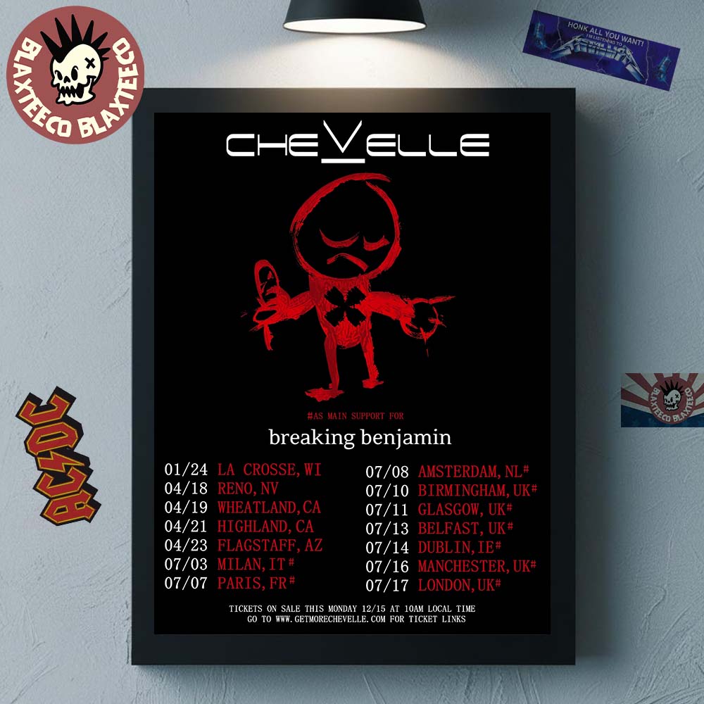 Chevelle World Tour 2026 Schedule Dates Home Decor Poster Canvas Unisex T-shirt, Sweatshirt, Hoodie, Long Sleeve Tee - T-Shirt, Sweatshirt, Hoodie