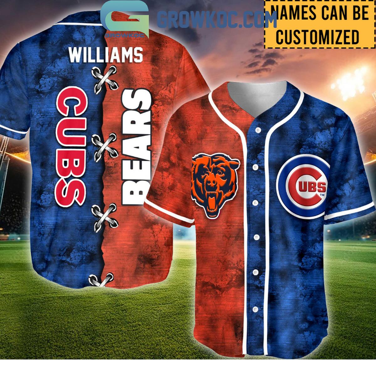 Chicago Cubs And Bears Personalized Baseball Jersey baseball jersey product view 1