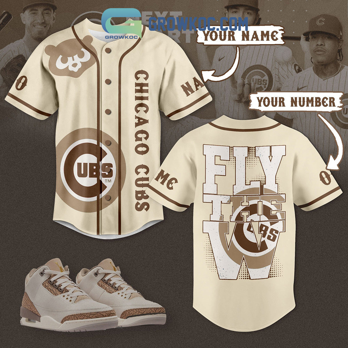 Chicago Cubs Fly The W Palomino Styles Personalized Baseball Jersey baseball jersey product view 1