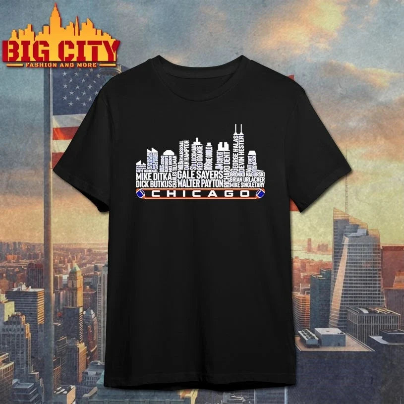 Chicago Football All Time Legends Chicago City Skyline shirt Unisex T-shirt, Sweatshirt, Hoodie, Long Sleeve Tee - T-Shirt, Sweatshirt, Hoodie