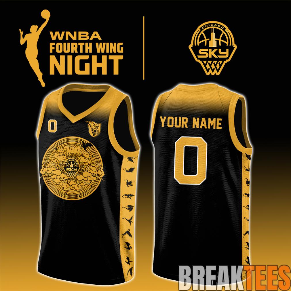 Chicago Sky x Fourth Wing Night 2026 Custom Basketball Jersey Unisex T-shirt, Sweatshirt, Hoodie, Long Sleeve Tee - T-Shirt, Sweatshirt, Hoodie