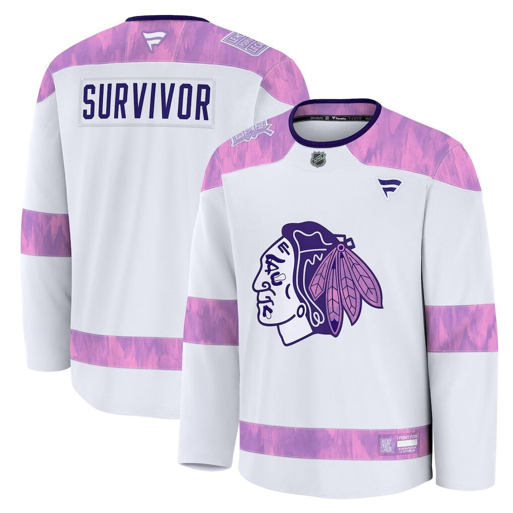 Chicago Blackhawks Fanatics Hockey Fights Cancer Practice Jersey - White Hockey Jersey hockey jersey product view 1