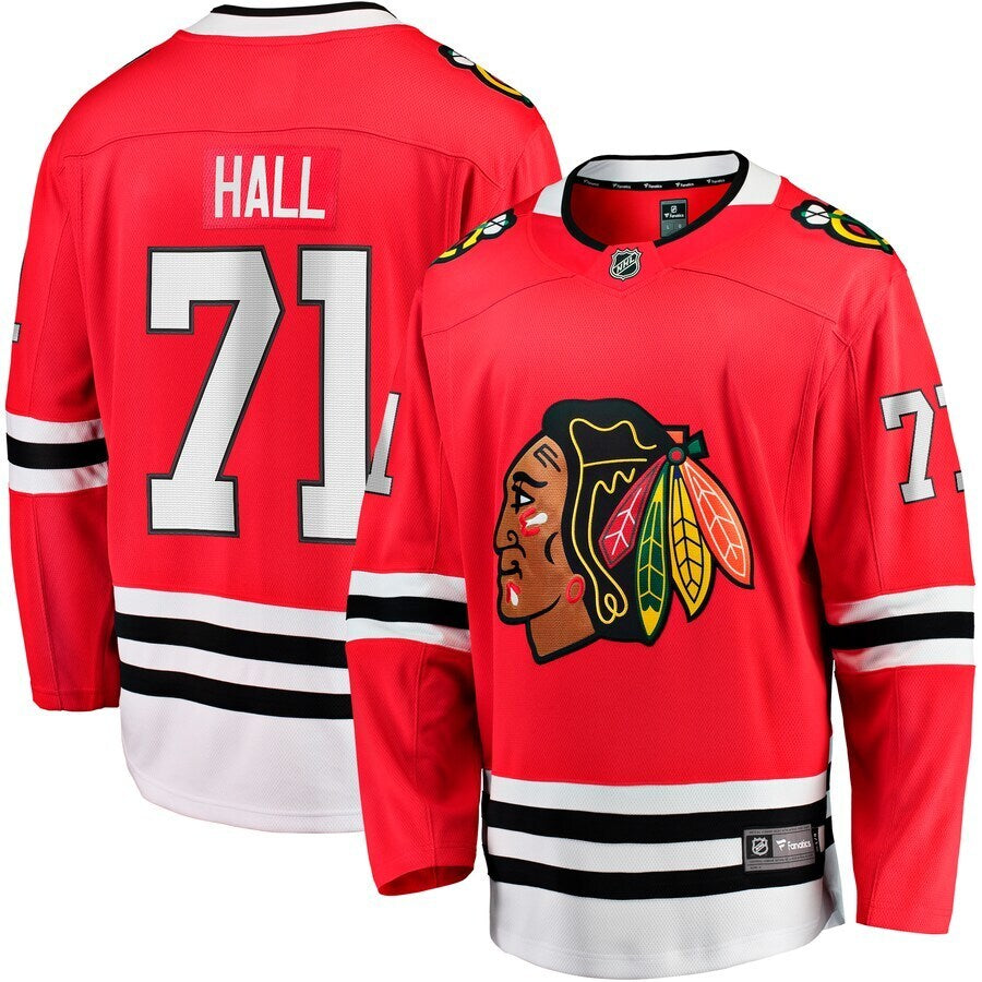 Chicago Blackhawks #71 Taylor Hall Home Breakaway Player Jersey - Red Hockey Jersey hockey jersey product view 1