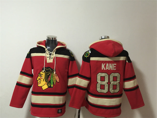 Chicago Blackhawks #88 Patrick Kane Red Lace-Up Pullover Hoodie Hockey Jersey hockey jersey product view 1