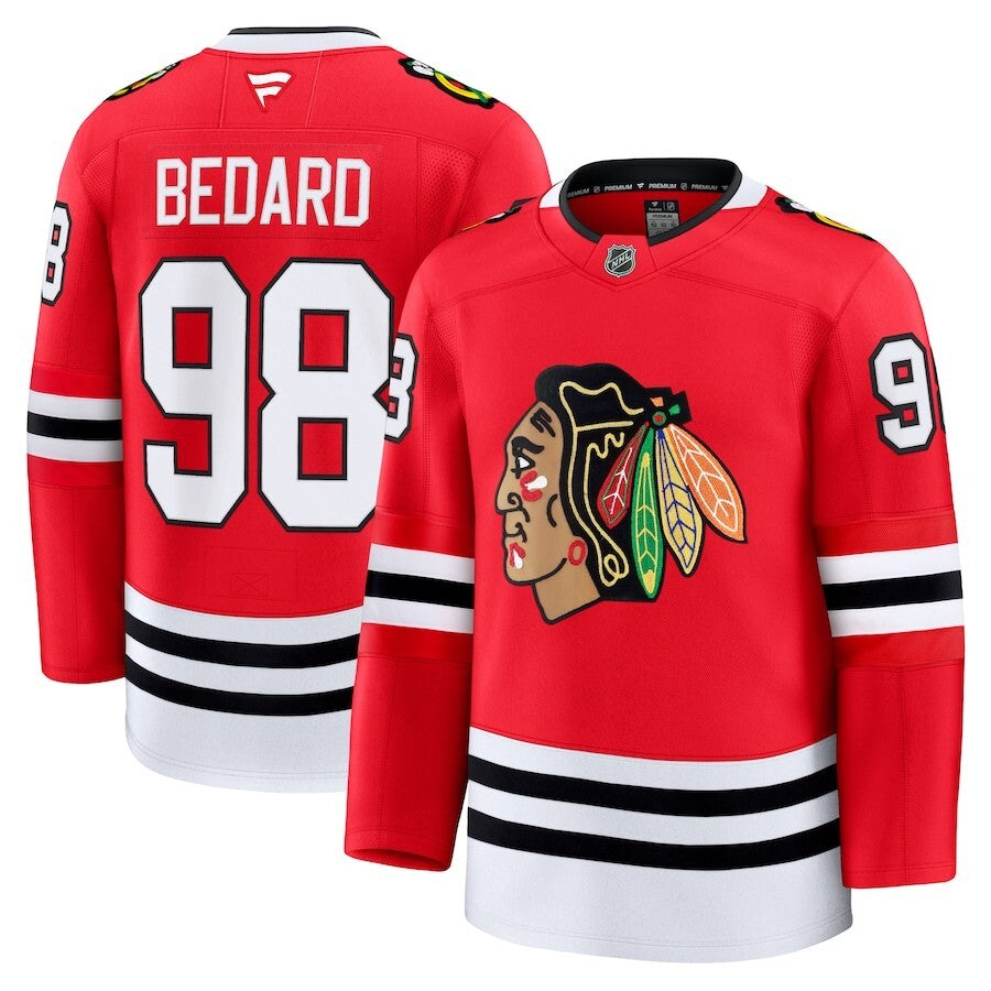Chicago Blackhawks #98 Connor Bedard Home Premium Jersey - Red Hockey Jersey hockey jersey product view 1