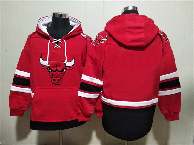 Chicago Bulls Blank Red Ageless Must-Have Lace-Up Pullover Hoodie Basketball Jersey basketball jersey product view 1