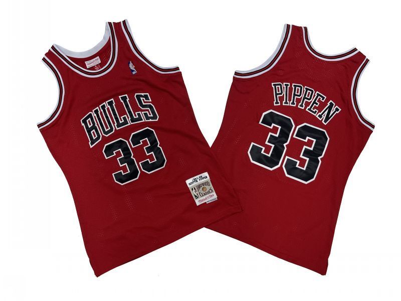Chicago Bulls #33 Scottie Pippen Bulls 33 # Red 97-98 Season Mitchell Retro Jersey -- Scottie . Pippen Style 2 basketball jersey product view 1