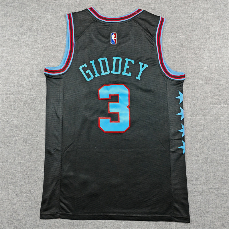 Chicago Bulls #3 Josh Giddey 26 Bulls 3 Black City Edition Style 3 Basketball Jersey basketball jersey product view 1