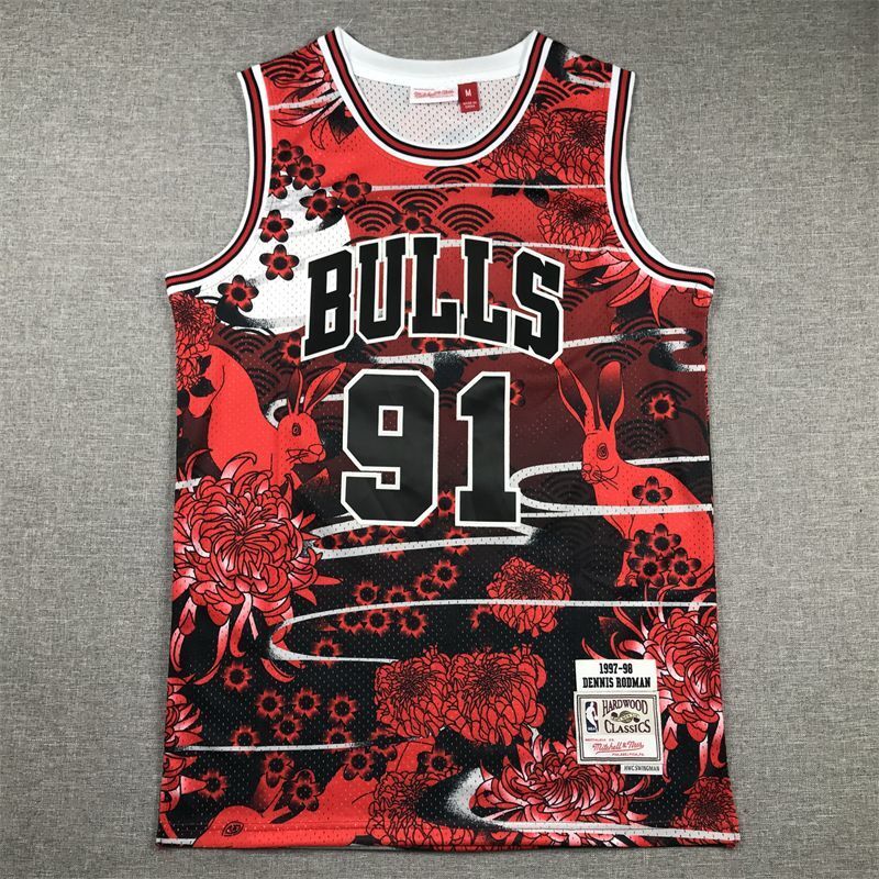 Chicago Bulls #91 Dennis Rodman Bulls 91 # Rodman Year of Rabbit Commemorative Style 2 Basketball Jersey basketball jersey product view 1