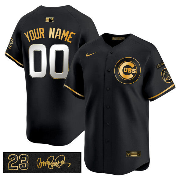 Chicago Cubs Active Player Custom Black Gold 'Ryne Sandberg Tribute' Vapor Limited Baseball Jersey baseball jersey product view 1