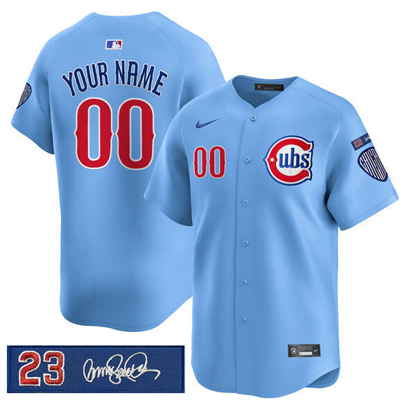 Chicago Cubs Active Player Custom Blue 'Ryne Sandberg Tribute' Vapor Limited Baseball Jersey baseball jersey product view 1