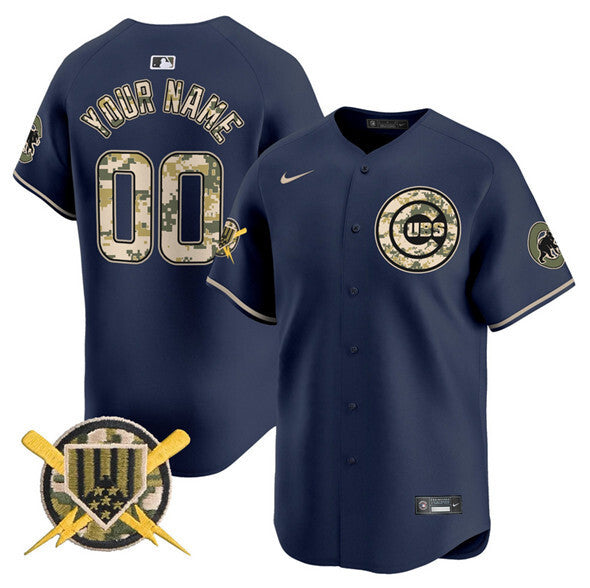 Chicago Cubs Active Player Custom Navy Armed Forces Day Vapor Limited Baseball Jersey baseball jersey product view 1