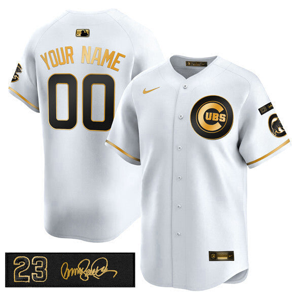 Chicago Cubs Active Player Custom White Gold 'Ryne Sandberg Tribute' Vapor Limited Baseball Jersey baseball jersey product view 1
