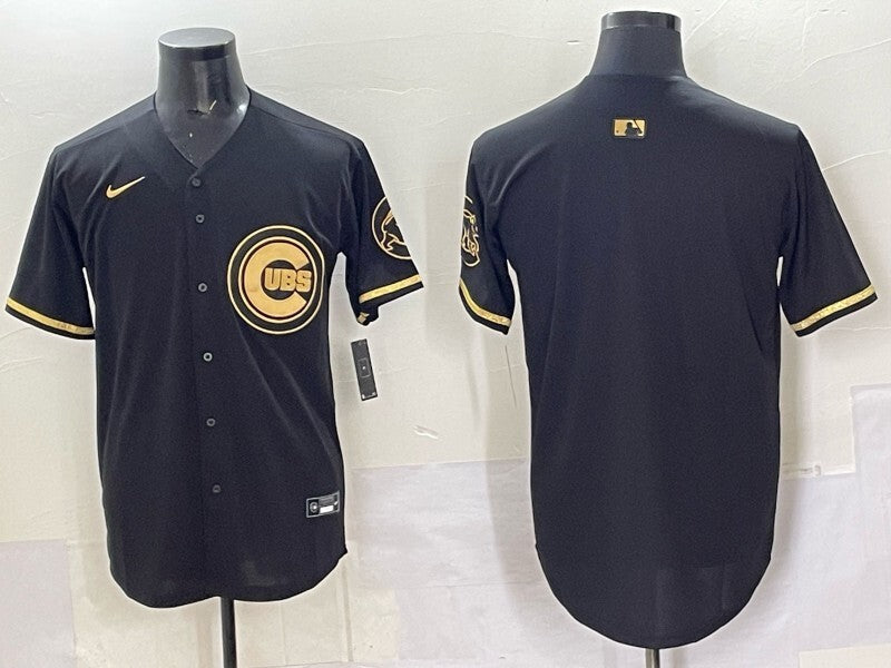 Chicago Cubs Cubs Black Gold V3 Style 2 Baseball Jersey baseball jersey product view 1