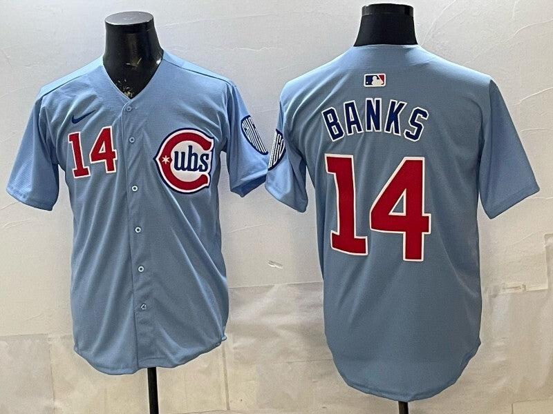 Chicago Cubs #14 Ernie Banks Baseball Jersey baseball jersey product view 1