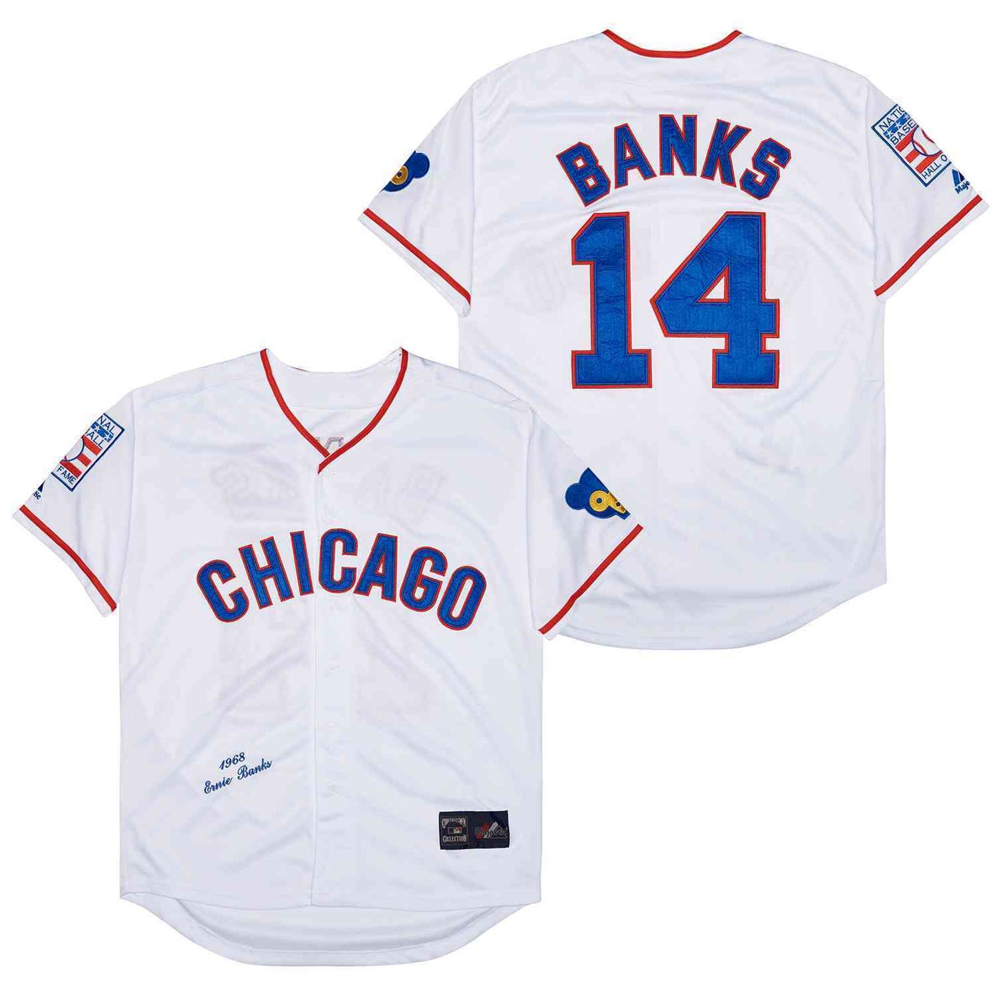 Chicago Cubs #14 Ernie Banks Cubs 14 White Edition Retro Baseball Jersey baseball jersey product view 1