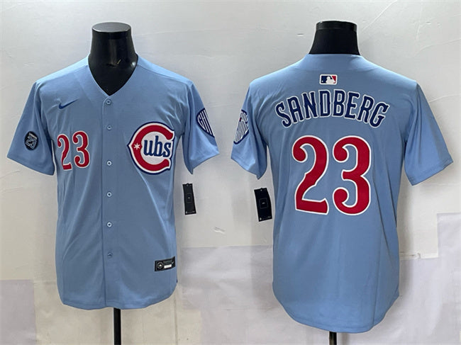 Chicago Cubs #23 Ryne Sandberg Blue 'Ryne Sandberg Tribute' Vapor Limited V2 Baseball Jersey baseball jersey product view 1