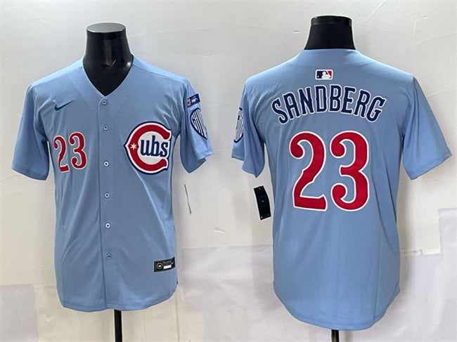 Chicago Cubs #23 Ryne Sandberg Blue 'Ryne Sandberg Tribute' Vapor Limited V3 Baseball Jersey baseball jersey product view 1