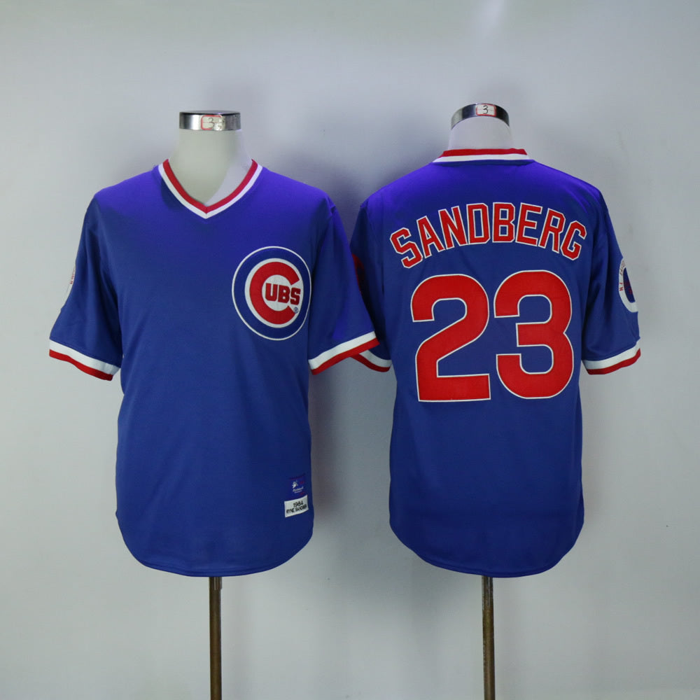 Chicago Cubs #23 Ryne Sandberg Cubs 23 Blue Retro Baseball Jersey baseball jersey product view 1