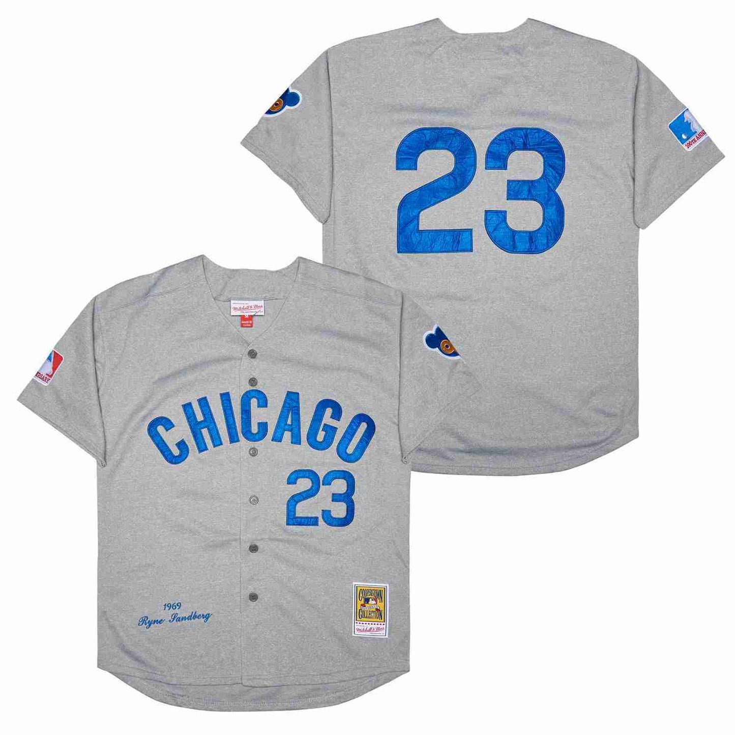 Chicago Cubs #23 Ryne Sandberg Cubs 23 Hemp Gray 1969 Retro Style 1 Baseball Jersey baseball jersey product view 1