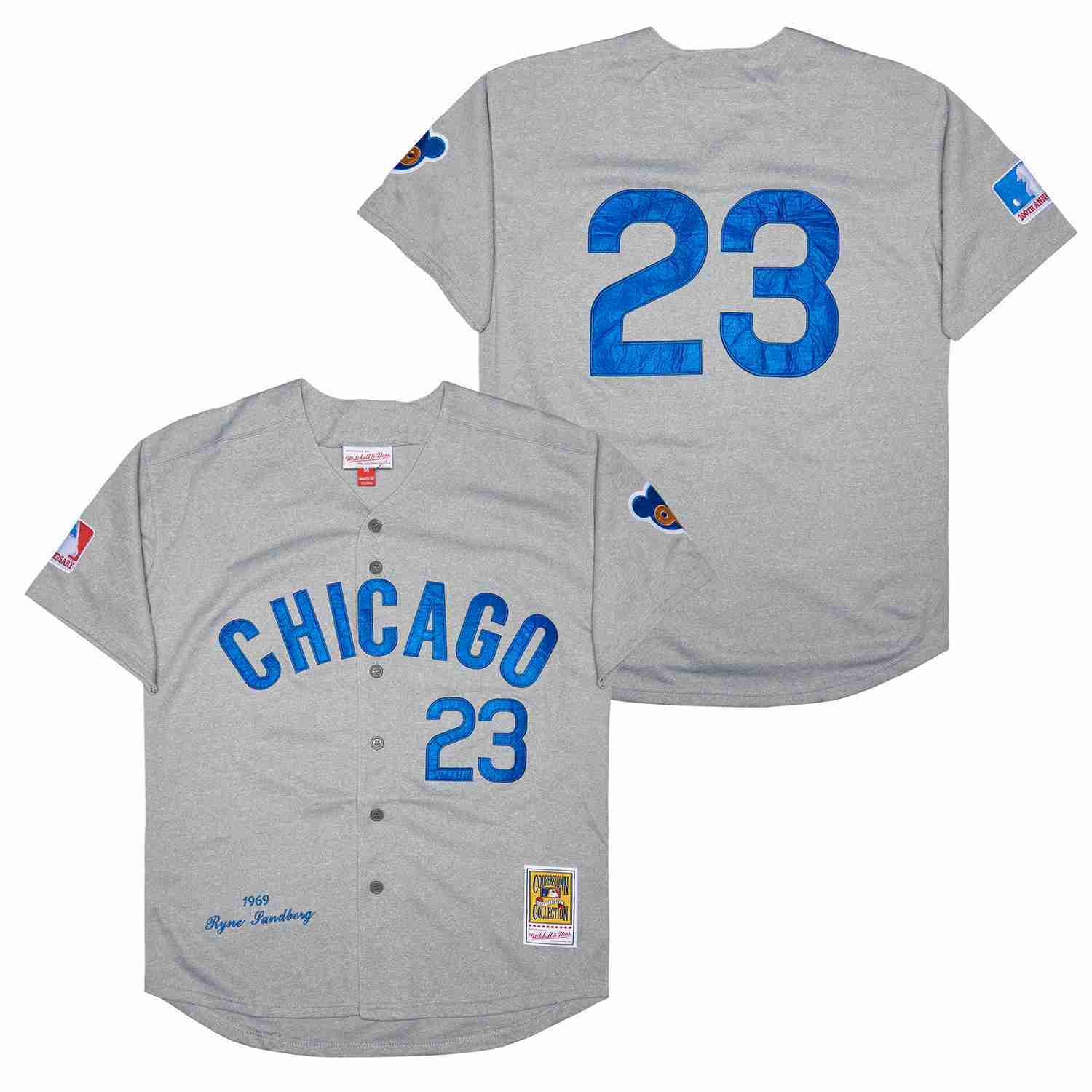 Chicago Cubs #23 Ryne Sandberg Cubs 23 Hemp Gray 1969 Retro Style 1 Baseball Jersey baseball jersey product view 1