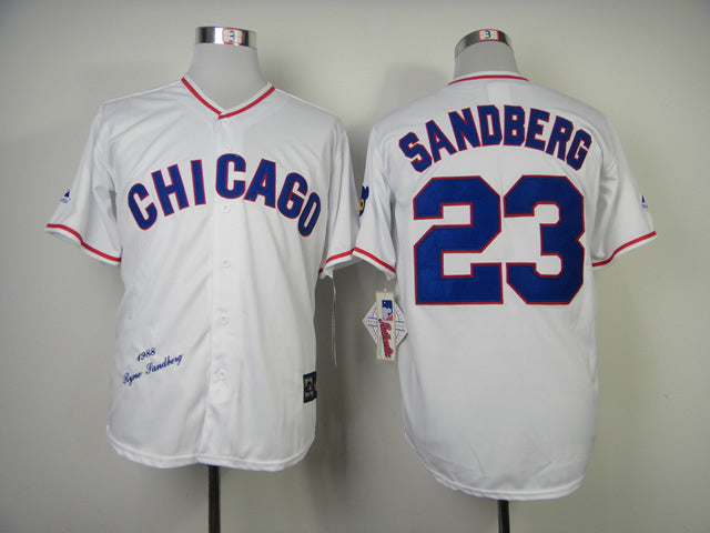 Chicago Cubs #23 Ryne Sandberg Cubs 23 White 1988 Retro Baseball Jersey baseball jersey product view 1