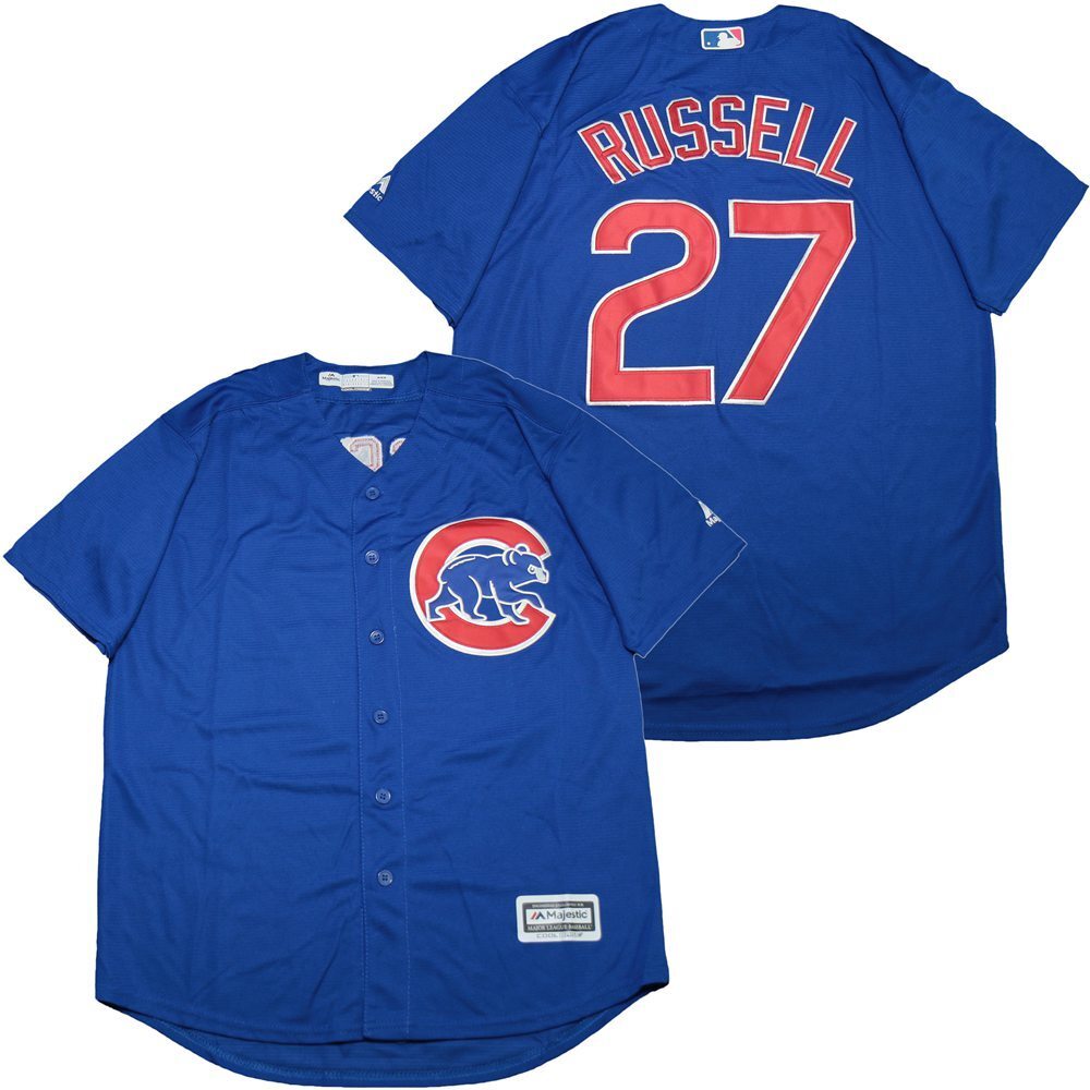 Chicago Cubs #27 Addison Russell Cubs 27 Blue Fan Baseball Jersey baseball jersey product view 1