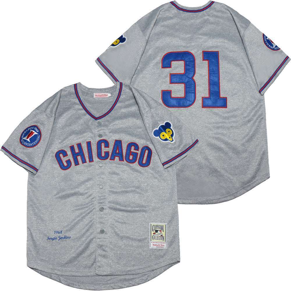 Chicago Cubs #31 Greg Maddux Cubs 31 Hemp Gray 1968 Retro Style 3 Baseball Jersey baseball jersey product view 1