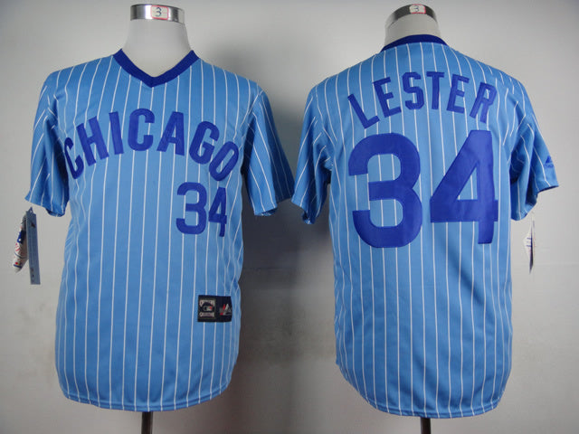 Chicago Cubs #34 Cubs 34 Blue White Retro Baseball Jersey baseball jersey product view 1