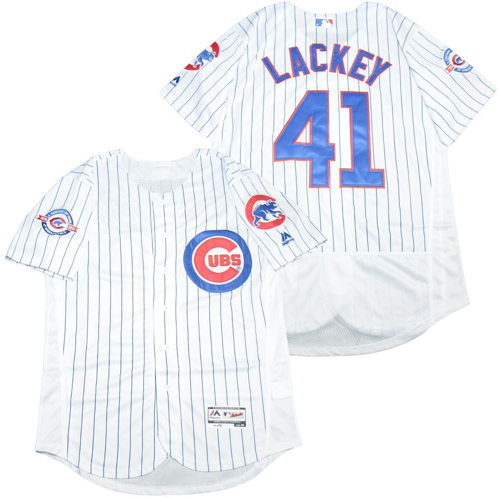Chicago Cubs #41 Lackey Cubs 41 White Elite Baseball Jersey baseball jersey product view 1