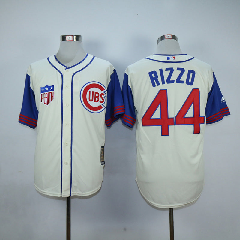 Chicago Cubs #44 Anthony Rizzo Cubs 44 Off-White 1942 Retro Fan Edition Baseball Jersey baseball jersey product view 1