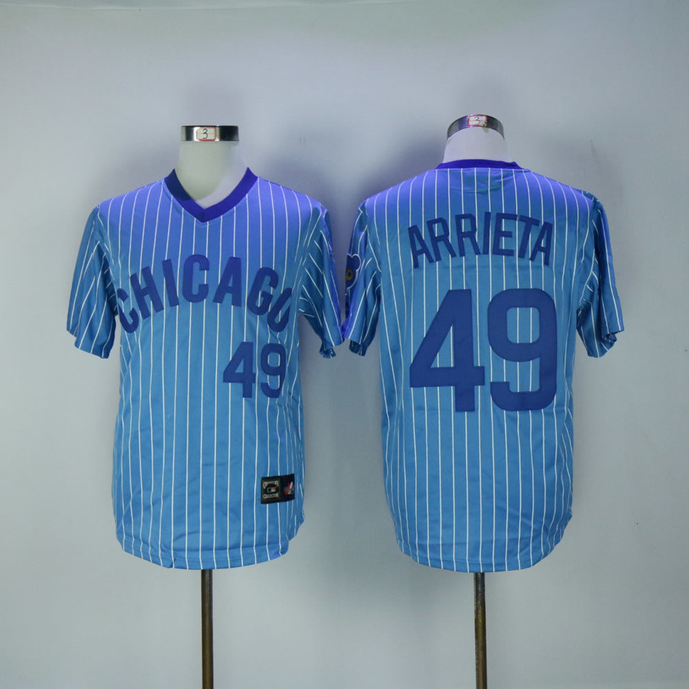 Chicago Cubs #49 Jake Arrieta Cubs 49 Blue White Inverted Baseball Jersey baseball jersey product view 1