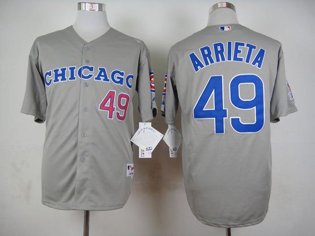 Chicago Cubs #49 Jake Arrieta Cubs 49 Gray 1990 Inverted 1 Baseball Jersey baseball jersey product view 1