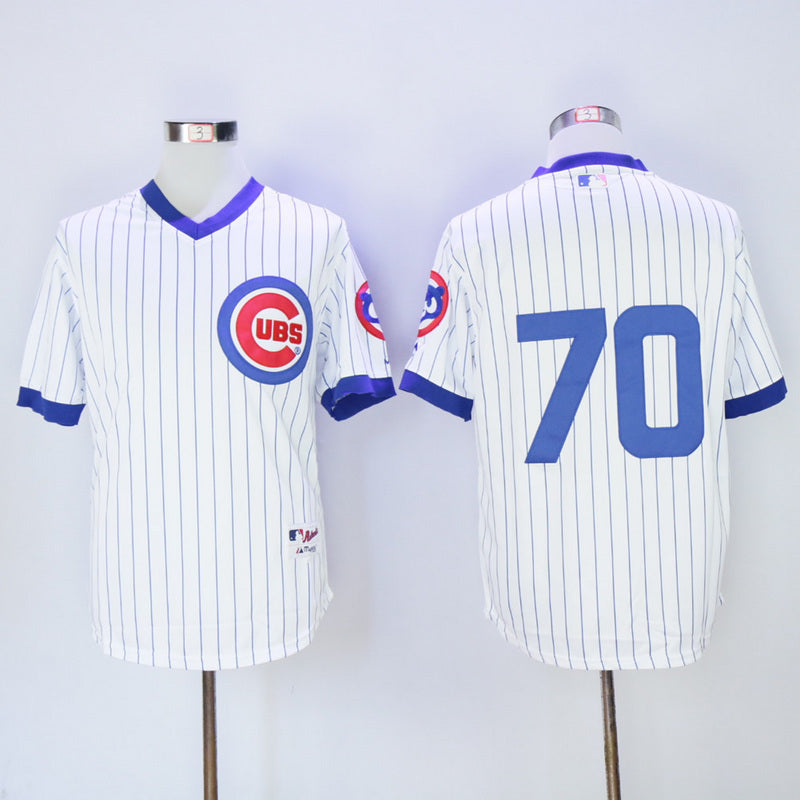 Chicago Cubs #70 Cubs 70 White Blue 1988 Retro Pullover Baseball Jersey baseball jersey product view 1