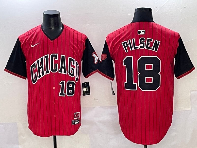 Chicago White Sox #18 Pilsen White Sox Collaboration Style 1 Baseball Jersey baseball jersey product view 1