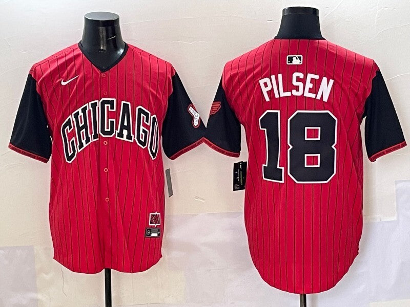 Chicago White Sox #18 Pilsen White Sox Collaboration Style 3 Baseball Jersey baseball jersey product view 1