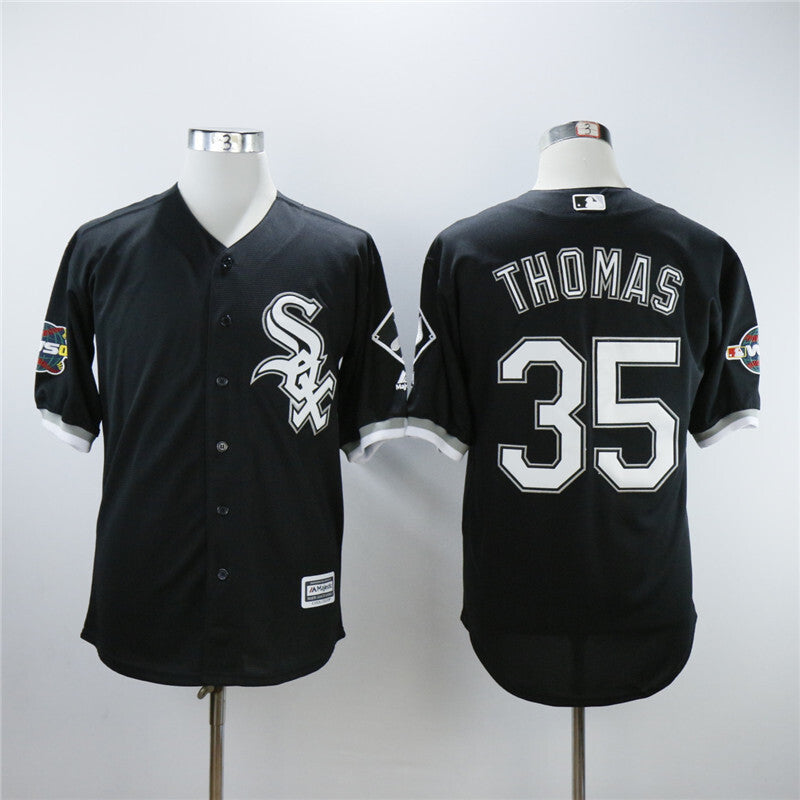 Chicago White Sox #35 Frank Thomas White Sox 35 Black Fan With 2005 Logo Baseball Jersey baseball jersey product view 1