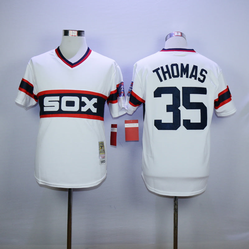 Chicago White Sox #35 Frank Thomas White Sox 35 White 1983 Retro Baseball Jersey baseball jersey product view 1