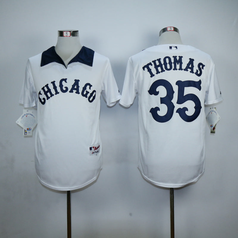 Chicago White Sox #35 Frank Thomas White Sox 35 White Inverted Style 1 Baseball Jersey baseball jersey product view 1