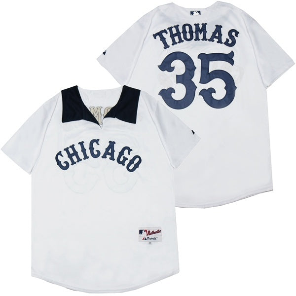 Chicago White Sox #35 Frank Thomas White Sox 35 White Inverted Style 2 Baseball Jersey baseball jersey product view 1