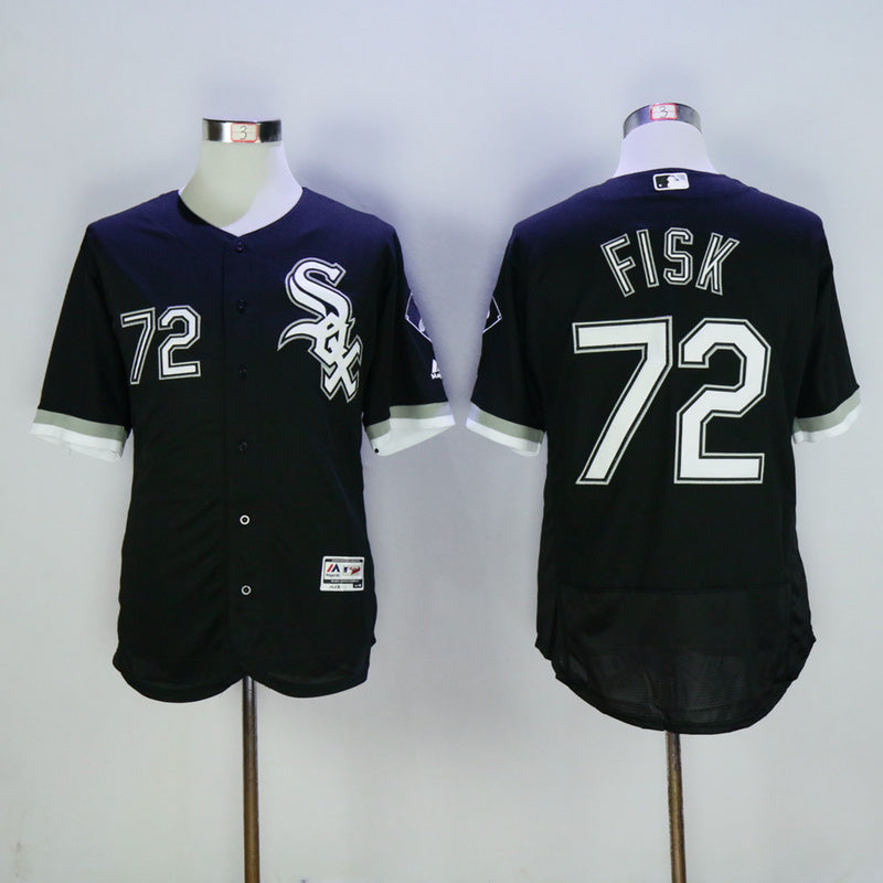 Chicago White Sox #72 Carlton Fisk White Sox 72 Black Elite Retro Player Baseball Jersey baseball jersey product view 1