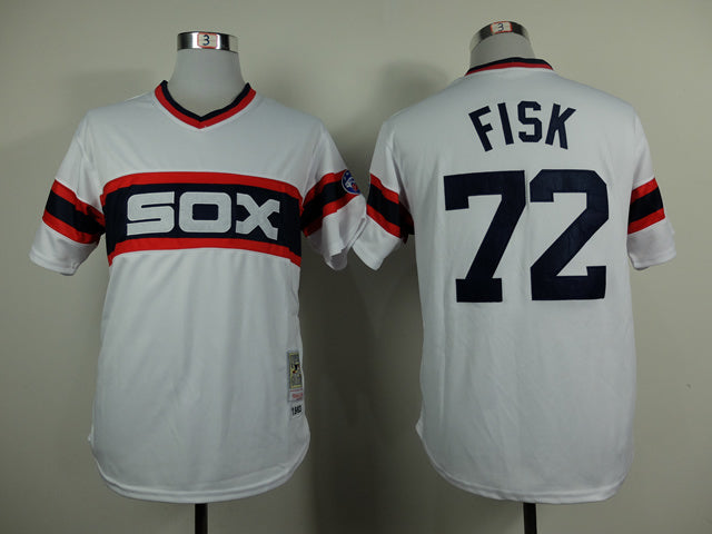 Chicago White Sox #72 Carlton Fisk White Sox 72 White 1985 Retro Baseball Jersey baseball jersey product view 1