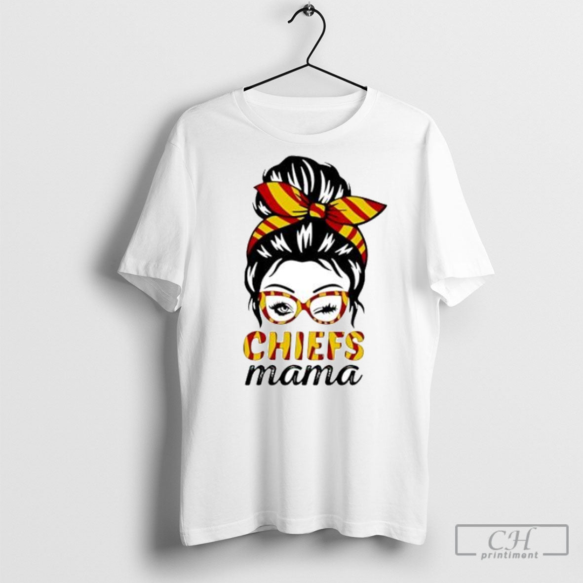 Chiefs Mama Winking Eye Messy Bun Leopard Print Football Posters White Shirt Unisex T-shirt, Sweatshirt, Hoodie, Long Sleeve Tee - T-Shirt, Sweatshirt, Hoodie