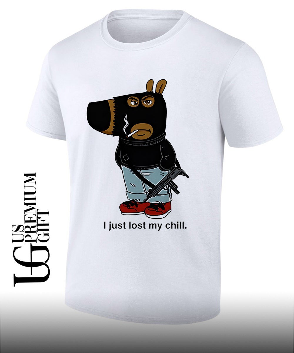 Chill Guy I just lost my chill guy with gun meme shirt Unisex T-shirt, Sweatshirt, Hoodie, Long Sleeve Tee - T-Shirt, Sweatshirt, Hoodie