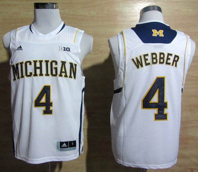 Chirs Webber 4 white College Football Jersey football jersey product view 1