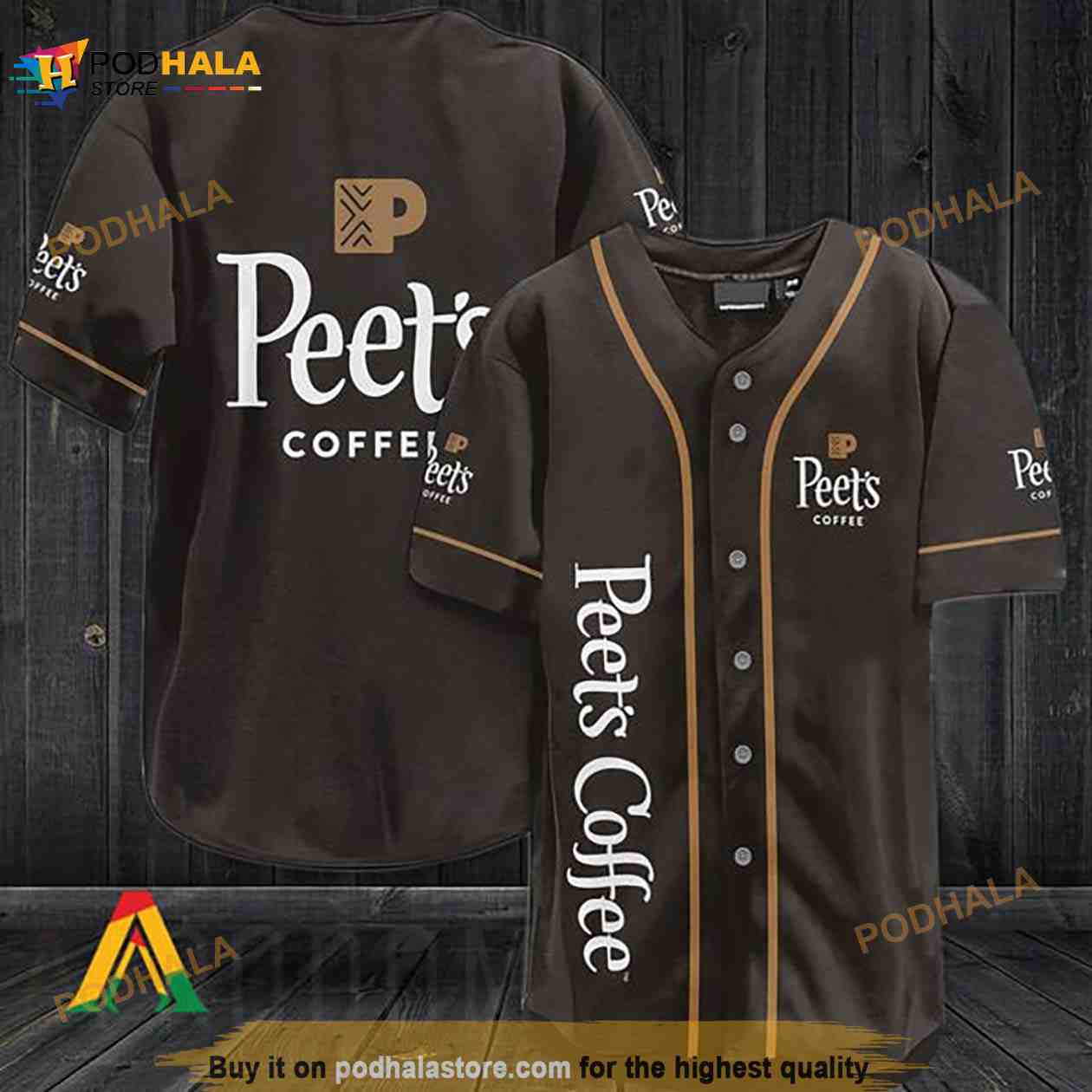 Chocolate Peet’s Coffee 3D Baseball Jersey baseball jersey product view 1