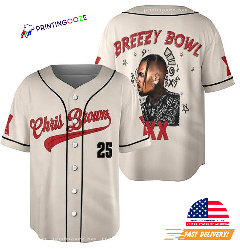 Chris Brown Breezy Bowl XX 2025 Concert Baseball Jersey baseball jersey product view 1