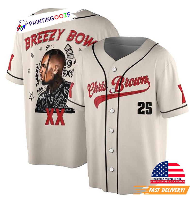 Chris Brown Breezy Bowl XX 2025 Concert Baseball Jersey baseball jersey product view 2